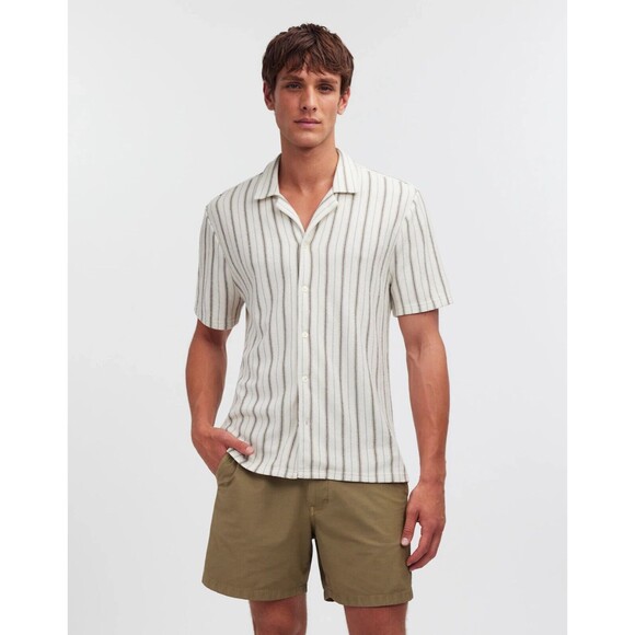 Madewell Other - MADEWELL Easy Fit Short-Sleeve Shirt M Stripe Jacquard Parchment Button-Up B81